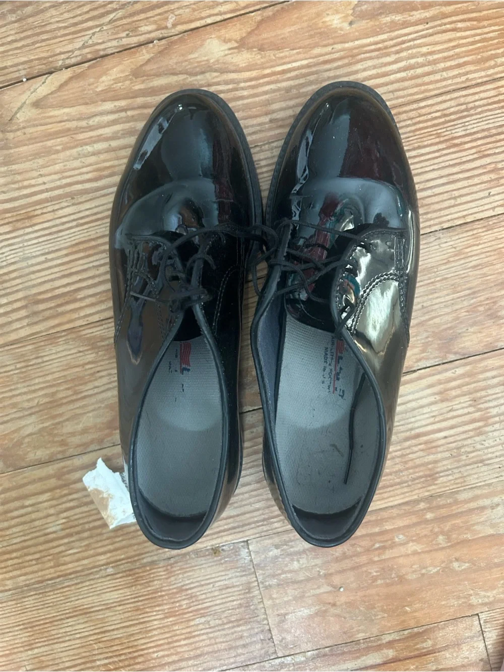 Black Patent Leather Lace-Up Dress Oxford Shoes - military style